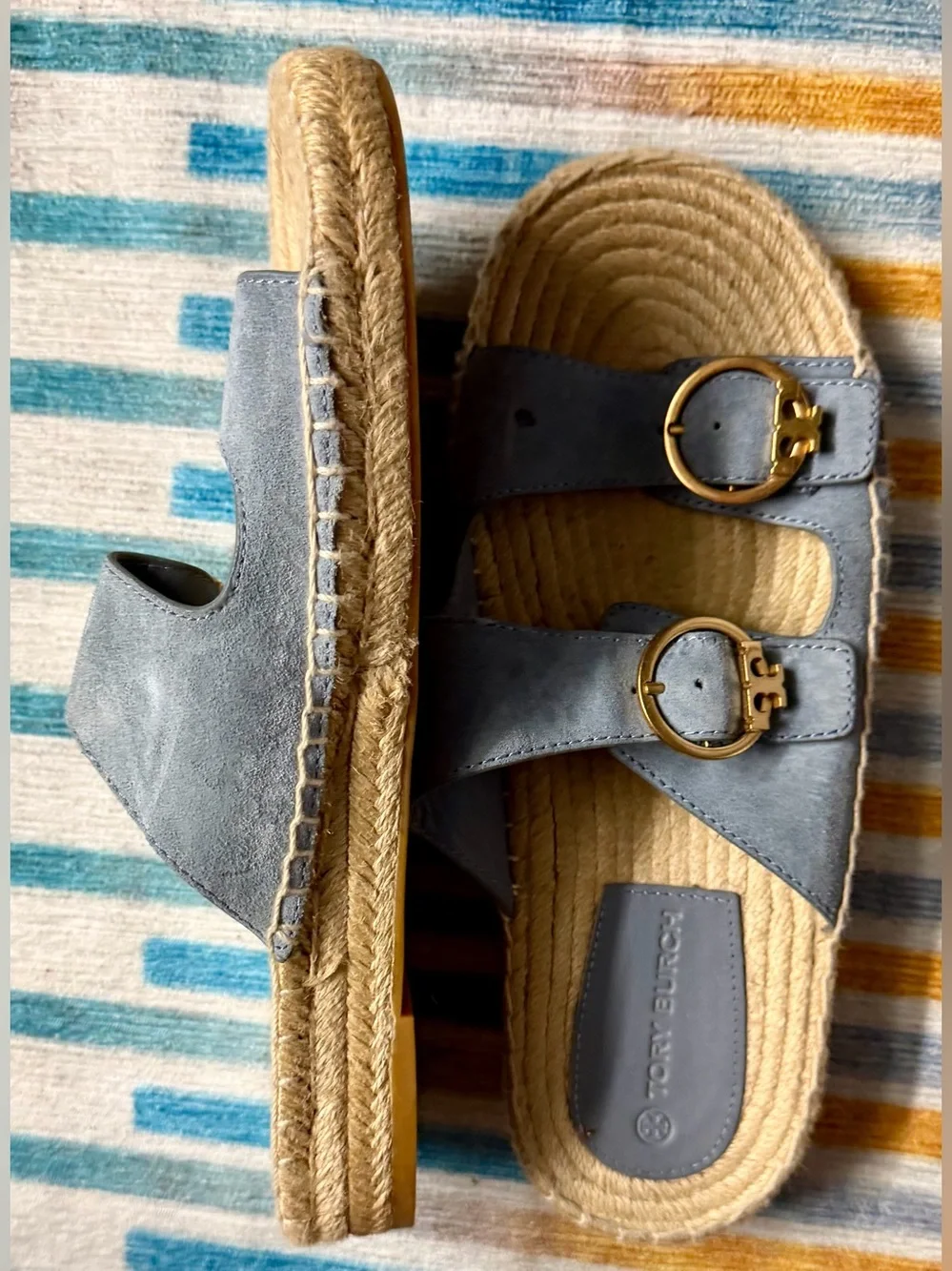 Tory Burch blue espadrille sandals 9